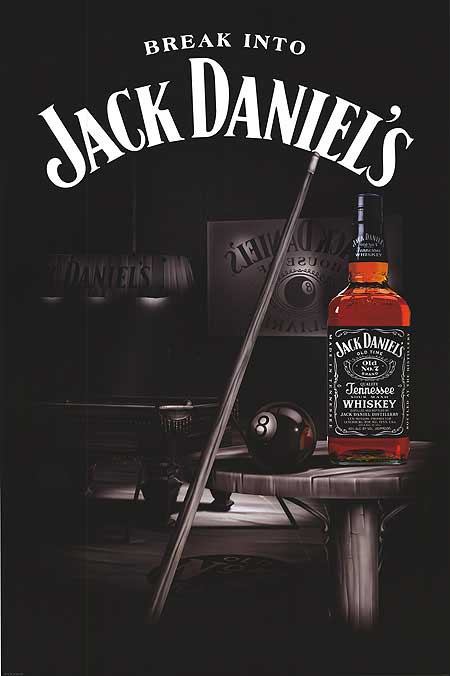 Close-up of Jack Daniels billiards cue sticks with professional finish