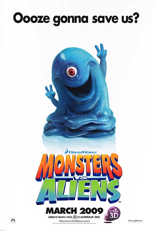 Front view of Monsters Vs. Aliens B.O.B. action figure on display