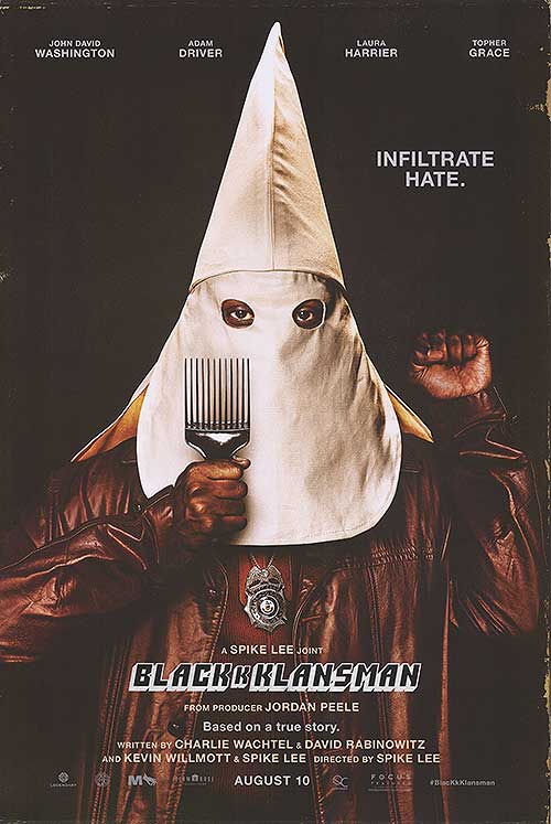 Black Klansman DVD cover showcasing themes of racial justice and drama.