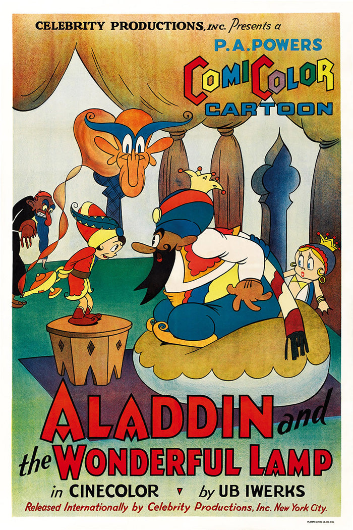 Close-up of Aladdin lamp wall art with vibrant giclee print finish