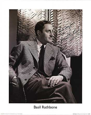 Basil Rathbone autograph displayed in a framed setting, showcasing the signature's authenticity.