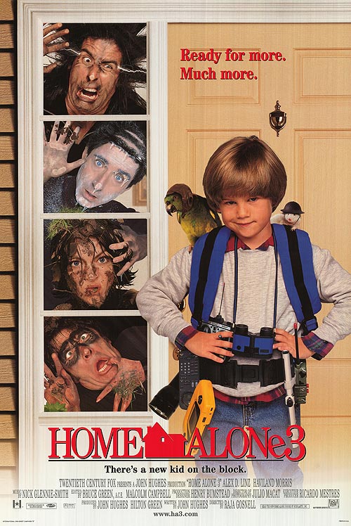 Kids watching Home Alone 3 on TV during holiday season