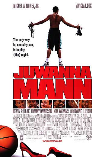 Juwanna Mann movie cover showcasing a hilarious basketball moment