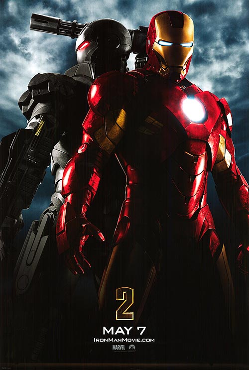 Iron Man 2 action figure in dynamic pose on display shelf