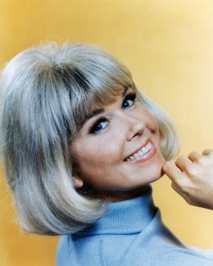 Close-up of a Doris Day vinyl record for sale, highlighting the album cover art