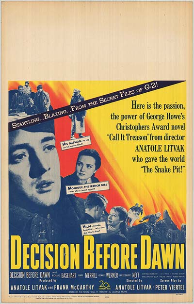 Poster of Decision Before Dawn featuring WWII spy themes