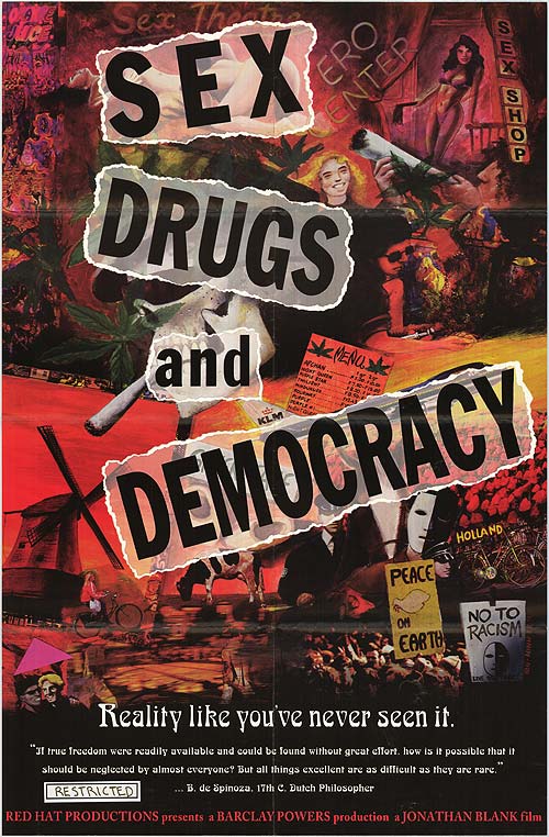 Cover of a book on democracy literature highlighting drug policy discussions.