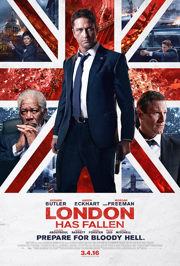 London Has Fallen movie poster featuring action-packed scenes.
