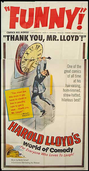 Close-up of Harold Lloyd vintage comedy poster with vivid colors and classic design