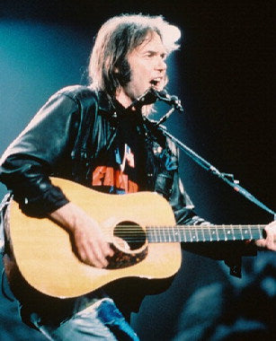 Neil Young vinyl records collection showcasing classic albums