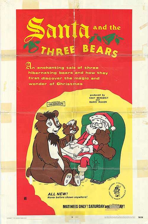 Santa and the Three Bears plush collection displayed with storybook