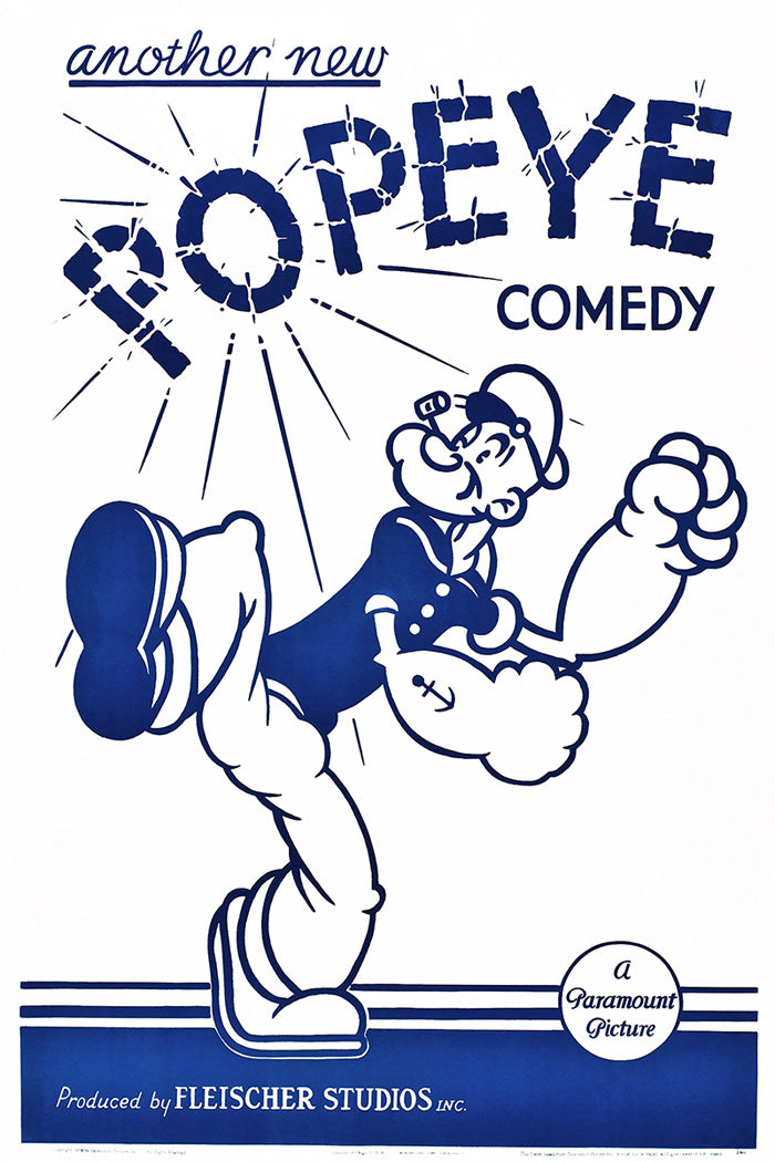 Popeye Giclee art print featuring the character in a joyful pose, perfect for collectors.