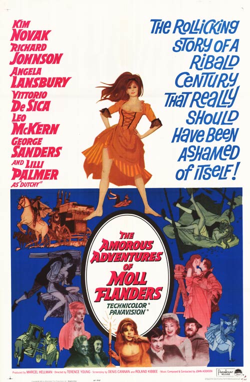 Cover art of Moll Flanders movie Blu-ray with vintage design and classic British style