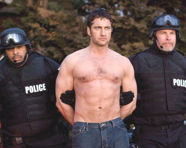 Gerard Butler starring in a high-action scene from a Hollywood film