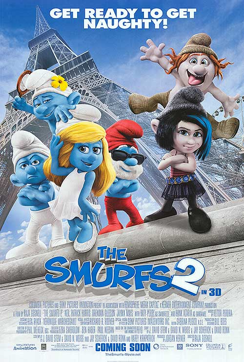 Close-up of Smurfs 2 collectible figurines showing detailed craftsmanship