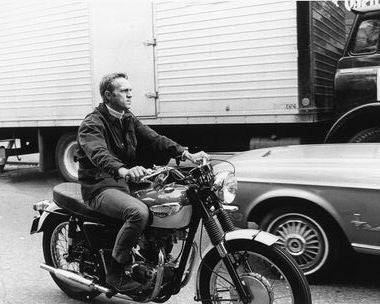 Close-up of a Steve McQueen shirt, vintage style and high-quality fabric