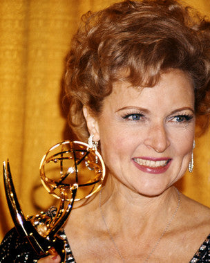 Close-up of Betty White memorabilia showcasing her iconic roles.