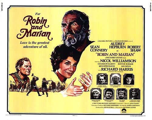 Robin and Marian in action during a thrilling scene from the Robin Hood film.