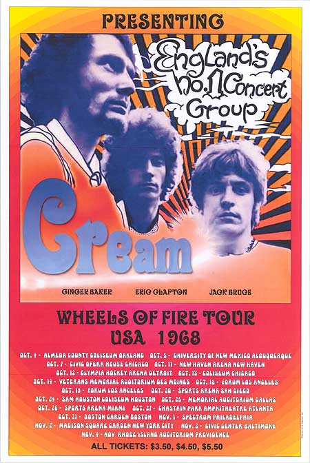 Cream band performing live on stage during Wheels of Fire tour