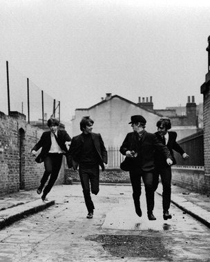 Front view of Hard Day's Night vinyl cover featuring George Harrison and Ringo Starr – ideal for Beatles collectibles fans.