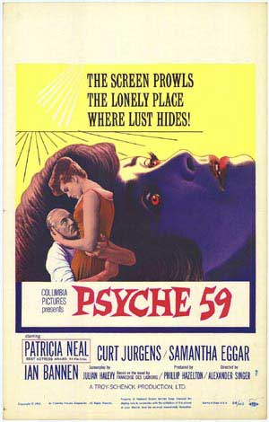 Patricia Neal in a dramatic moment from Psyche 59, showcasing her powerful acting skills.