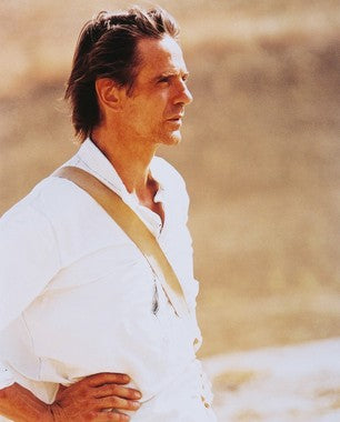 Jeremy Irons in a dramatic scene from his latest movie.