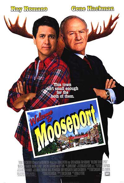 Mooseport movie poster featuring the main cast in a comedic scene.