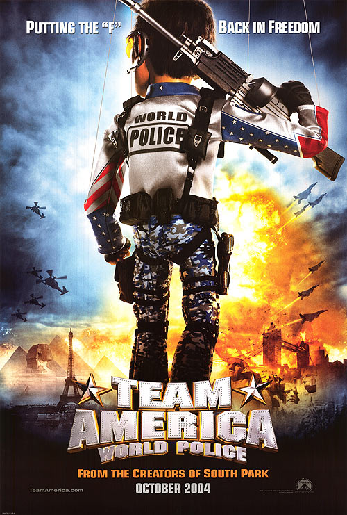 Team America puppet characters in a humorous scene from the satire movie