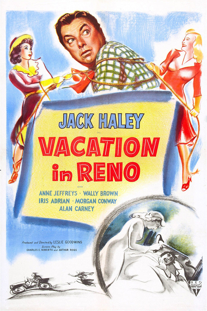 Colorful Vacation In Reno giclee wall art hanging above sofa in modern living room