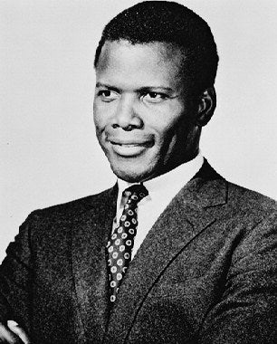 Sidney Poitier memorabilia showcasing classic film clips