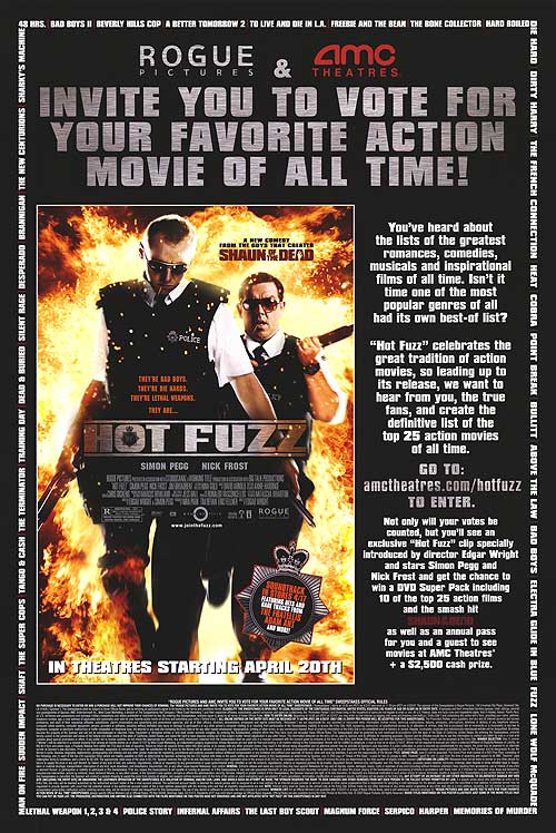 Hot Fuzz Blu-ray cover featuring Simon Pegg and Nick Frost in action.