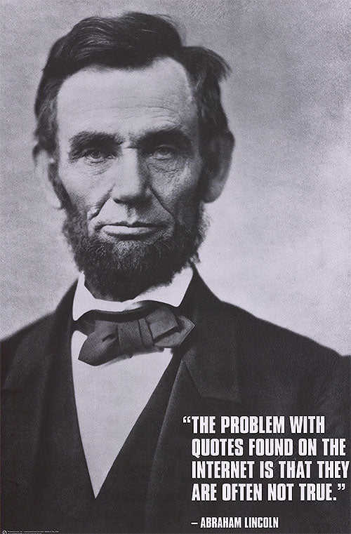 Close-up of Abraham Lincoln quote poster on wall, emphasizing leadership themes