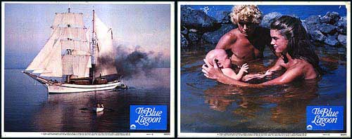 Blue Lagoon decorative items arranged on a contemporary living room shelf