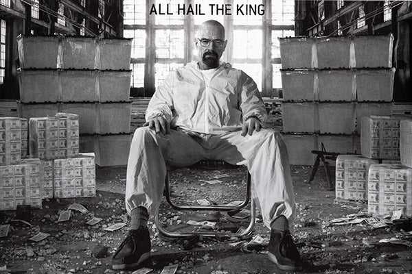 Close-up of Walter White collectible figurine from Breaking Bad for fans
