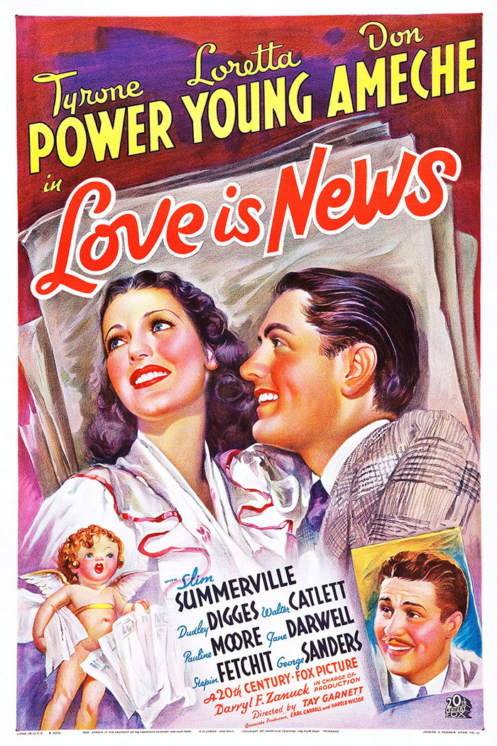 Close-up of Love Is News giclee art print on a living room wall