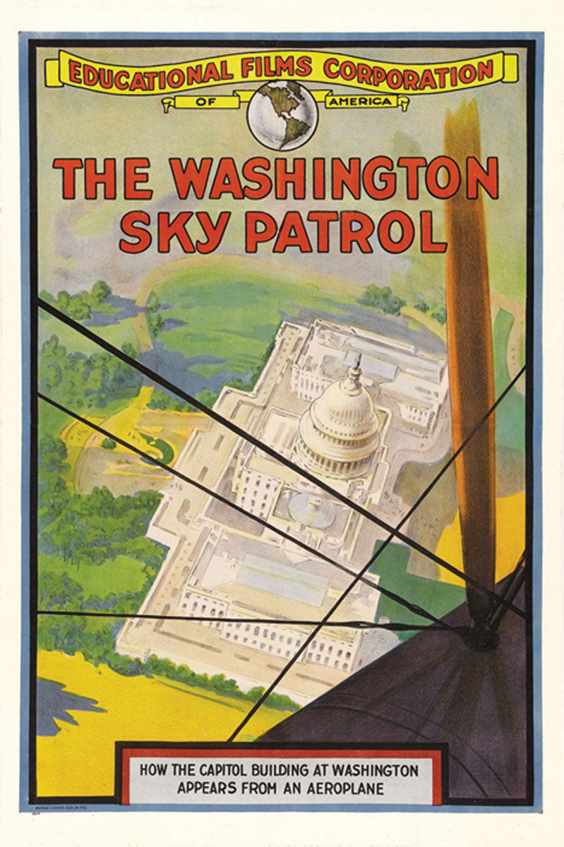 Close-up view of Washington's Sky Patrol giclee art print, showcasing vibrant colors.