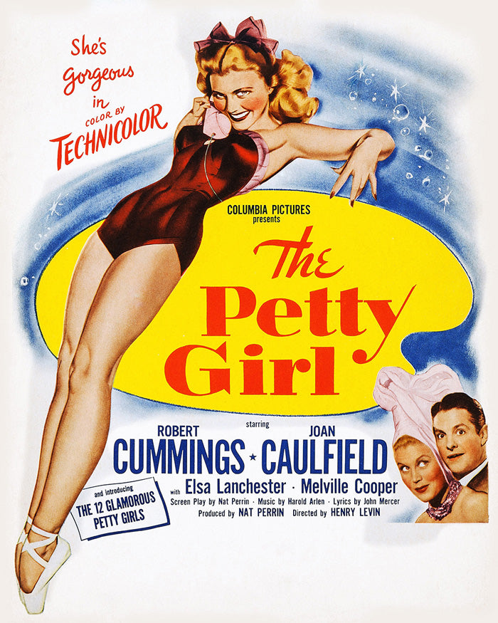 Close-up of Petty Girl giclee print showcasing vivid colors and retro pin-up style