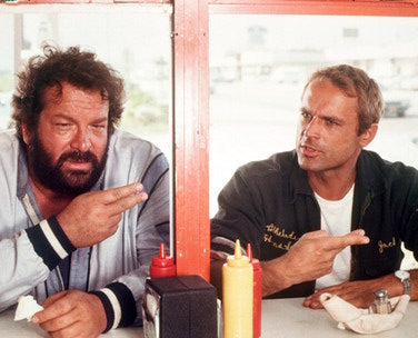 Bud Spencer action movie DVD cover showcasing classic Italian film scenes