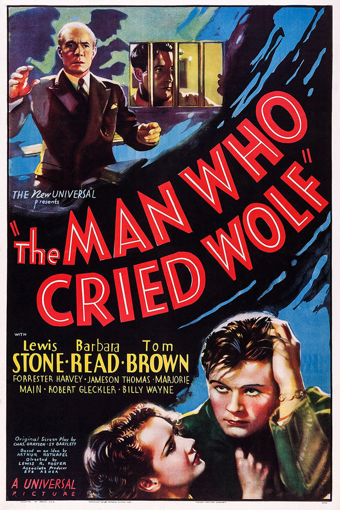 Framed art print of The Cautionary Tale: Man Who Cried Wolf, perfect for living rooms.