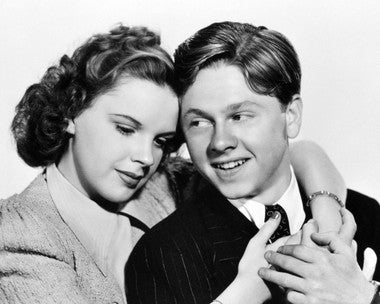 Mickey Rooney and Judy Garland in a romantic scene from Love Finds Andy Hardy.
