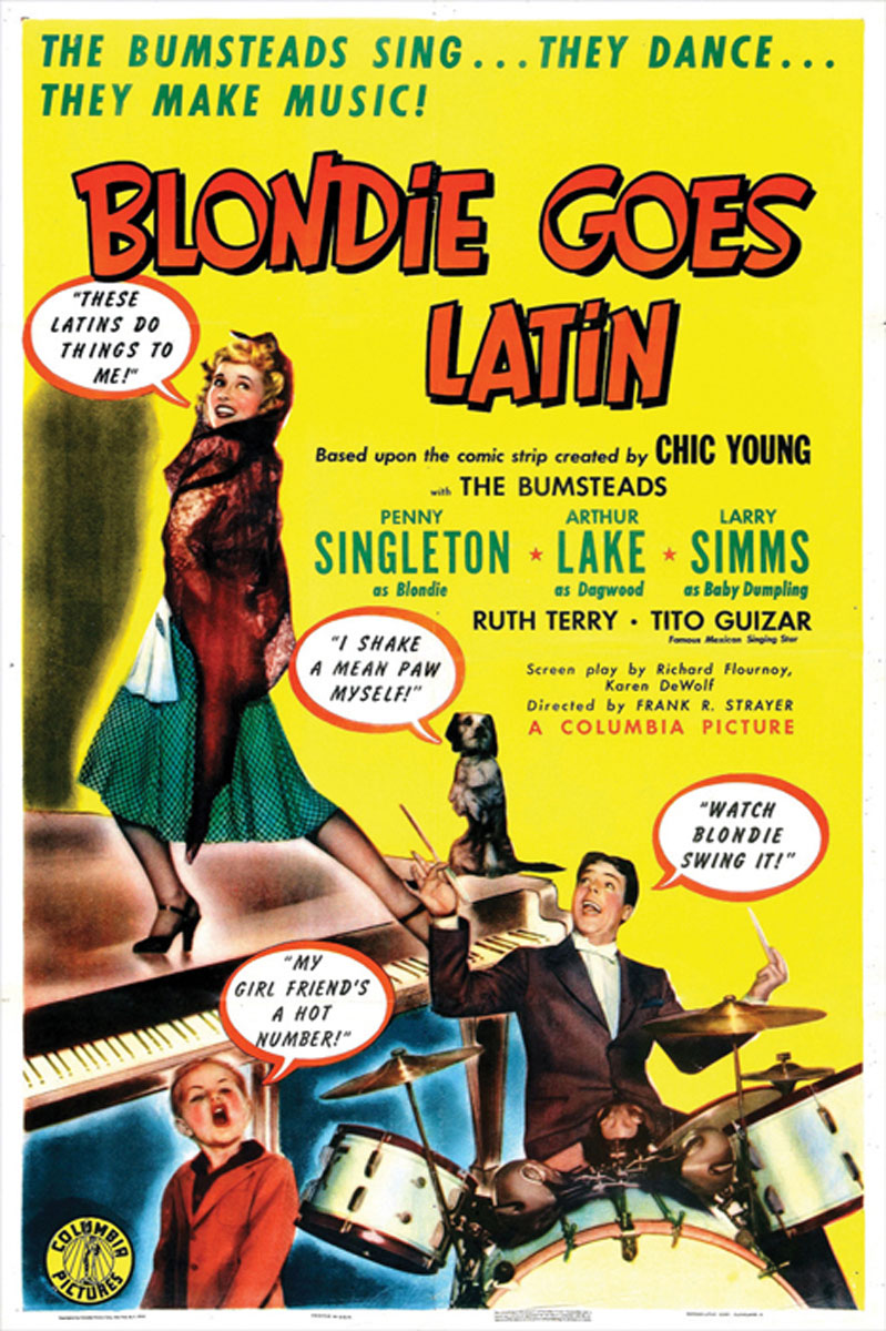 Close-up of Blondie Goes Latin giclee print highlighting vivid colors and detailed design