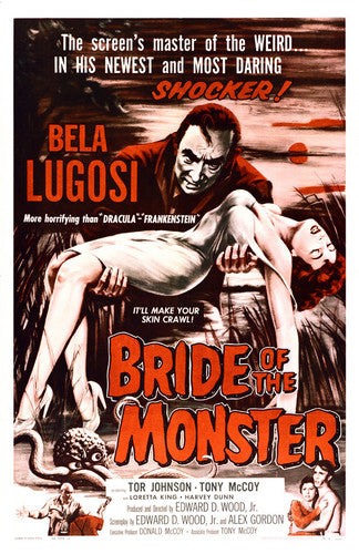 Close-up of Bride of the Monster DVD cover featuring vintage horror artwork