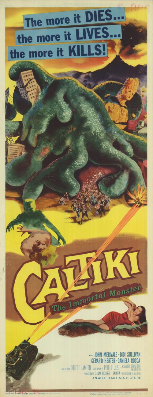 Caltiki figurine displayed on a shelf, highlighting its intricate design and horror theme.