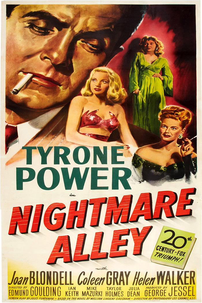 Close-up of Nightmare Alley giclee print detailing the rich noir composition