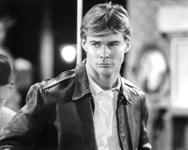 Close-up of a vintage Jan-Michael Vincent movie poster with authentic Hollywood memorabilia details