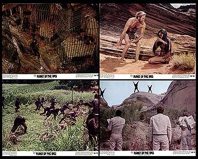 Front view of the Premium Planet of the Apes collectible figurine set, highlighting the characters' details.