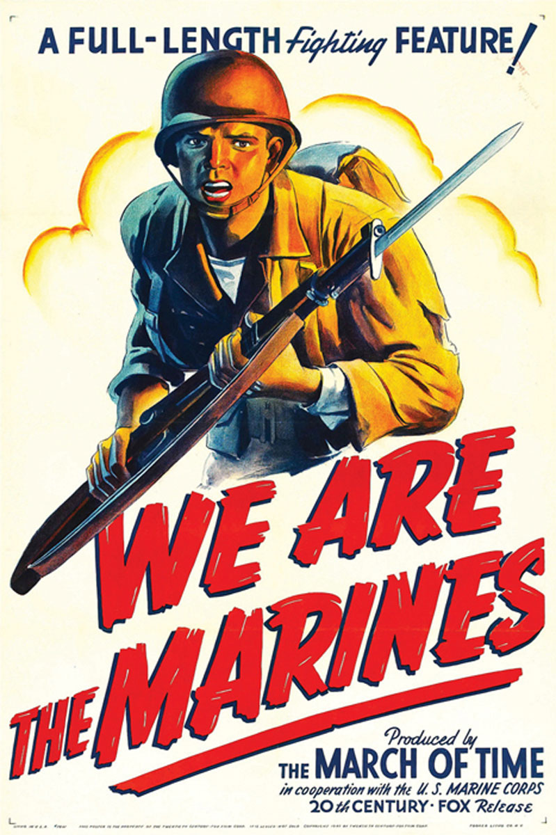 Close-up of vintage Marine Corps poster with patriotic artwork, perfect for military wall art
