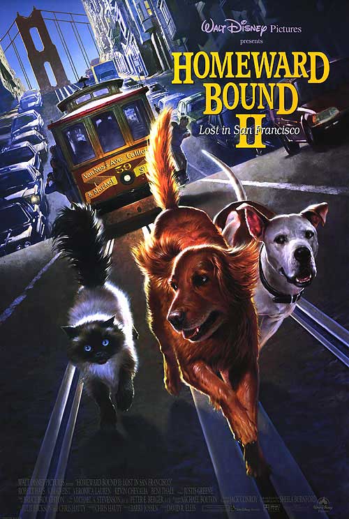 Homeward Bound II DVD cover showcasing the adventurous pets in San Francisco.