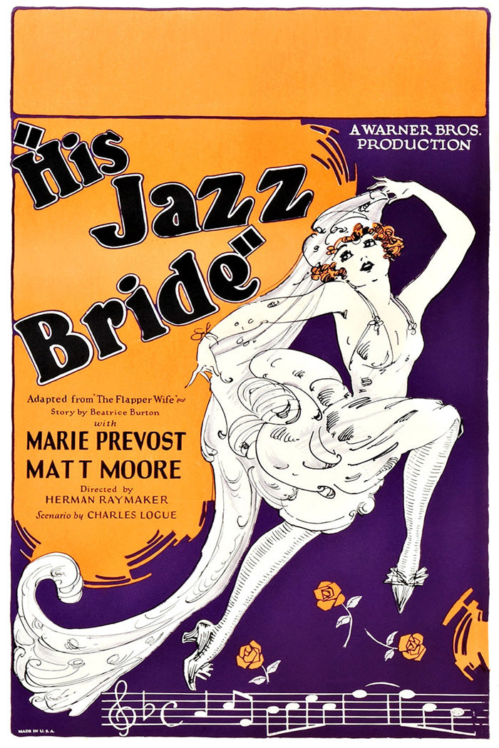 Framed Jazz Bride giclee print on studio wall with saxophone beside – ideal music wall art for jazz enthusiasts