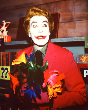 Front view of Cesar Romero Joker collectible showcasing vintage costume details – perfect for fans of Joker memorabilia.